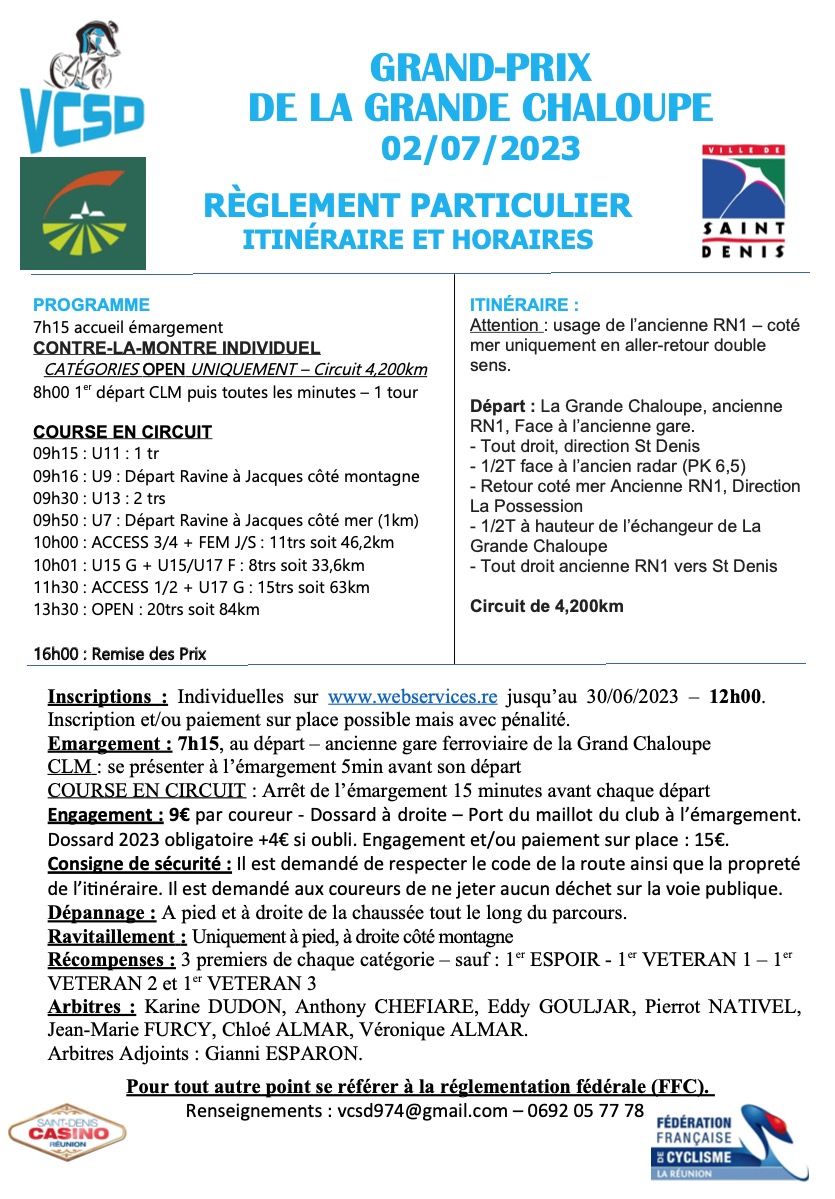 REGLEMENT GP de la GRANDE CHALOUPE VCSD