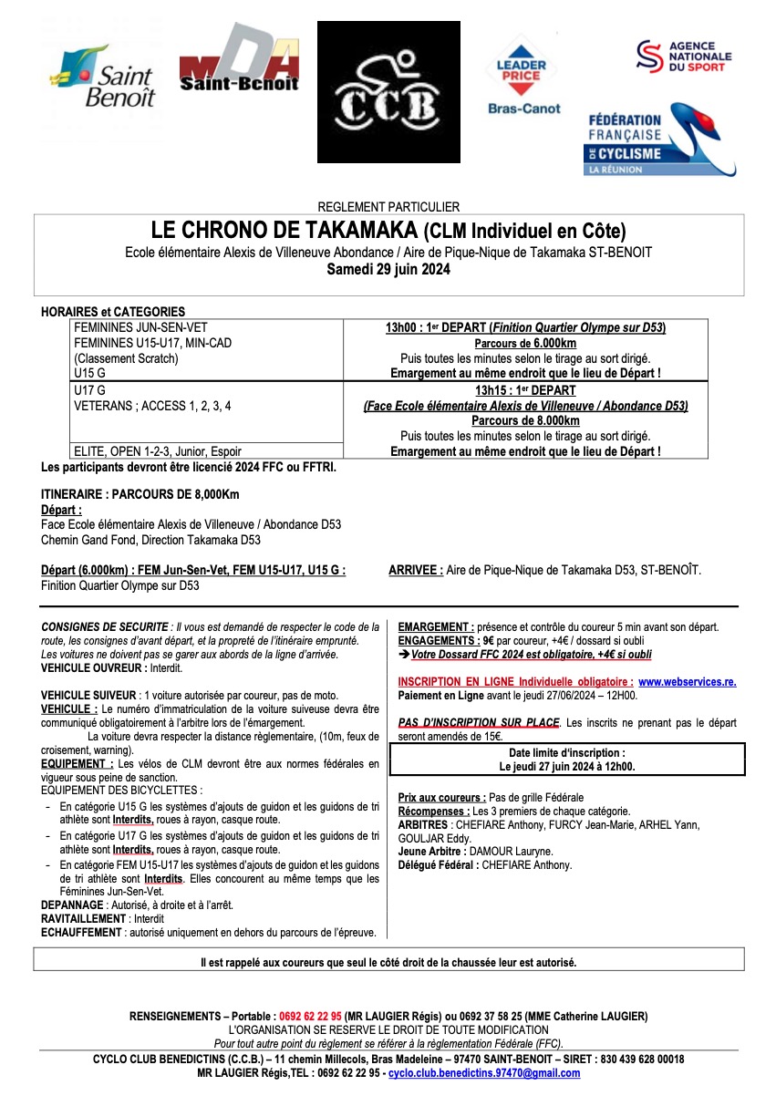 REGLEMENT Chrono Takamara CCB