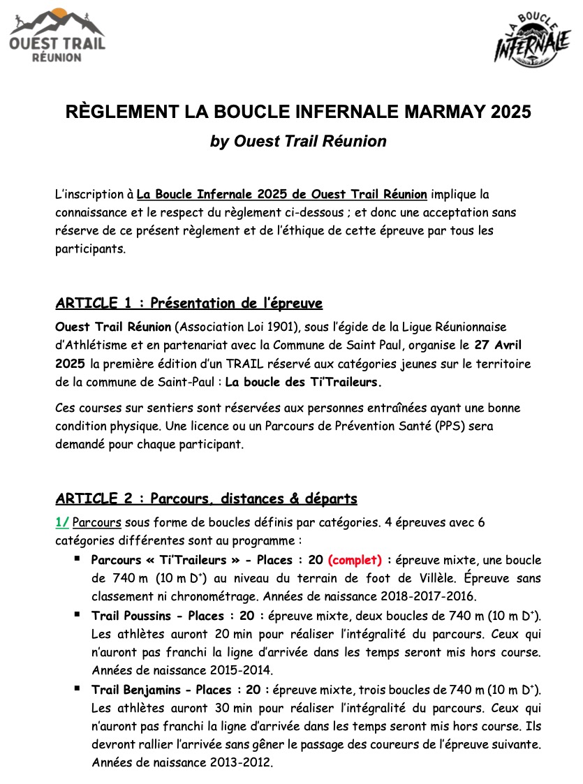 REGLEMENT MARMAY Boucle infernale OTR 2025