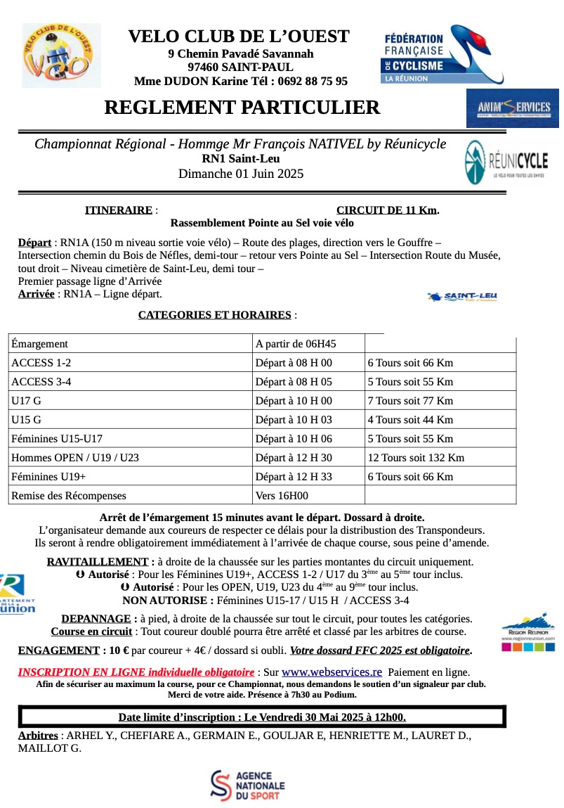 REGLEMENT Criterium Reunicycle