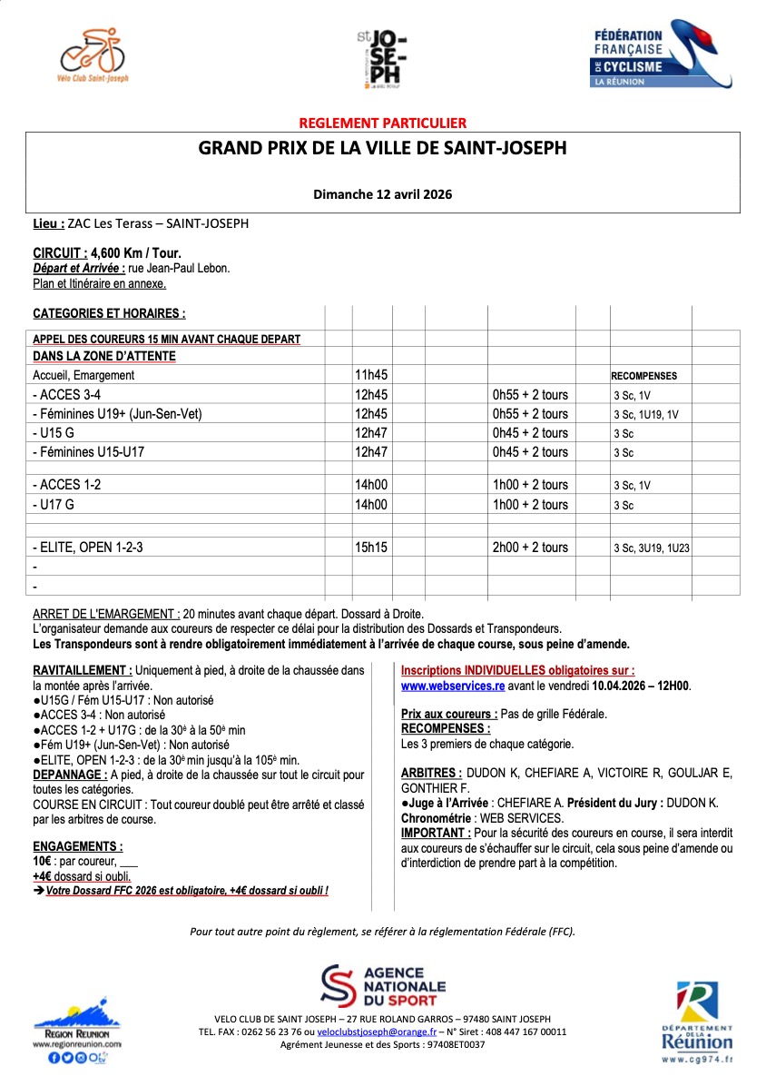 AFFICHE GP Cycliste St Joseph 2026 VCSJ